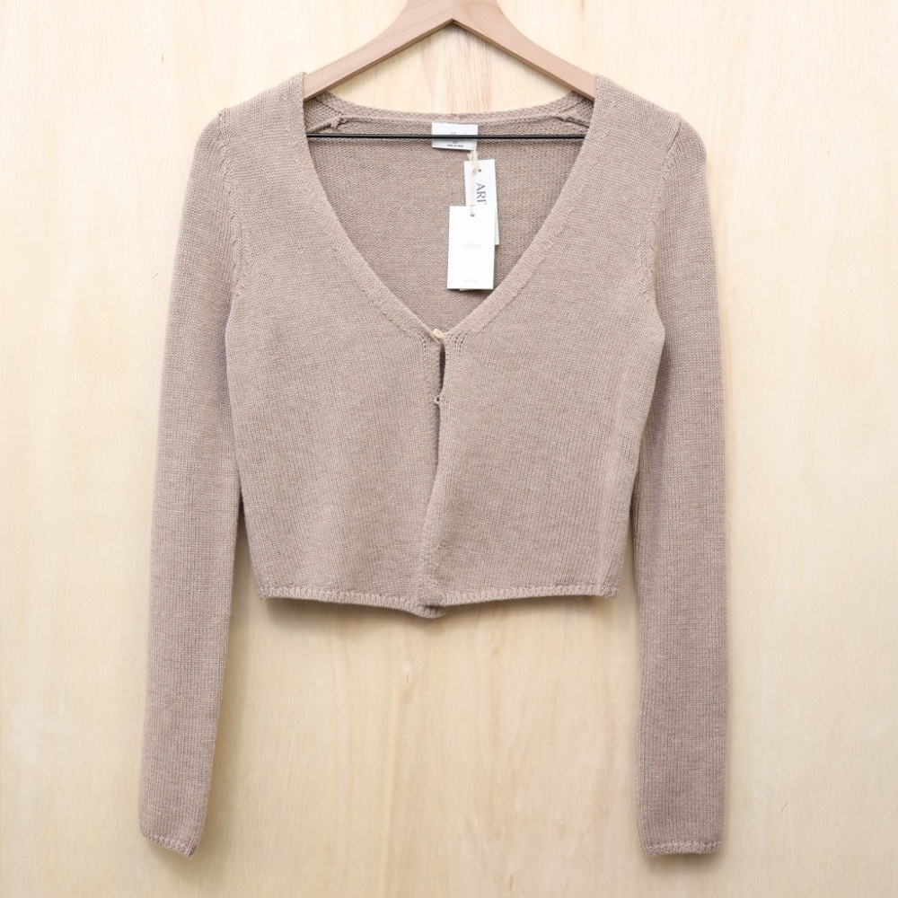 NWT Aritzia Wilfred Basque Wool Cardigan Oatmeal XS - Picture 2 of 4